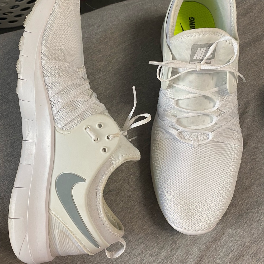 All white Nike training shoes size 14